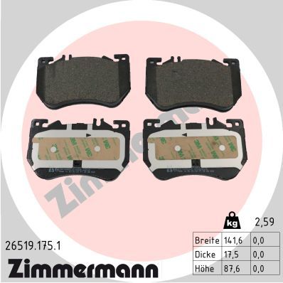 000 420 13 04 ZIMMERMANN BRAKE PAD REAR #