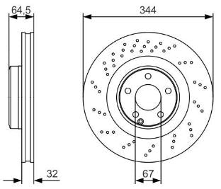 000 421 16 12 ZIMMERMANN BRAKE DISC FRONT 344MM XDRILLED SLK - 3681