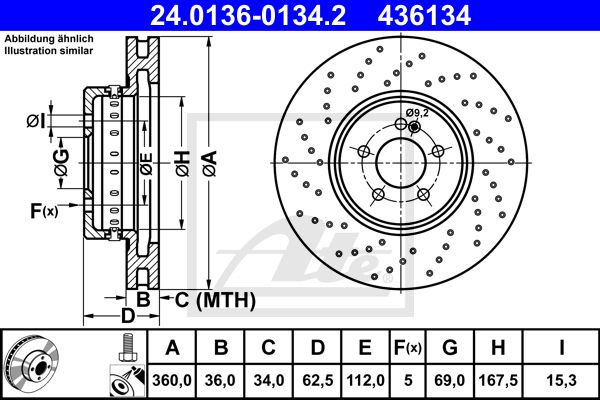 000 421 23 12 BOSCH BRAKE DISC FRONT 360mm GLC250 #