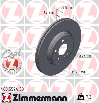 000 423 07 12 ZIMMERMANN BRAKE DISC REAR Ø 320mm GLC .D531 - 5524