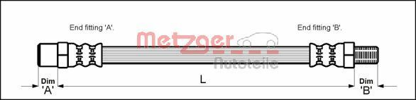 000 428 35 35 METZGER HOSE BRAKE M/F #