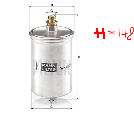 001 477 59 01 MANN HUMMEL FUEL FILTER WK830/3 EARLY SHORT 148mm #