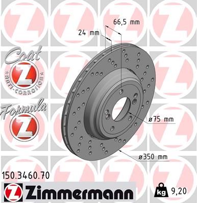 34 21 2 283388 BRAKE DISC REAR RHS E93/92/90 M3 350MM - 3460