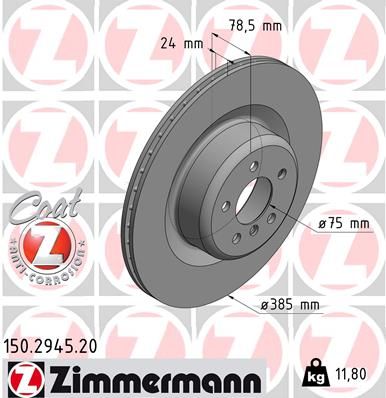 34 21 6 779535 ZIMMERMANN BRAKE DISC REAR  385MM E70/1/2 2945