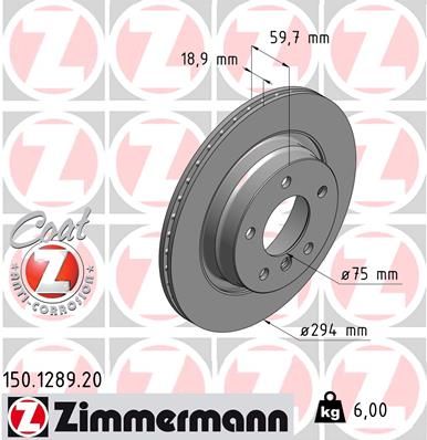 34 21 1 165563PD ZIMMERMANN BRAKE DISC REAR  1289  CR DRILL E36/46