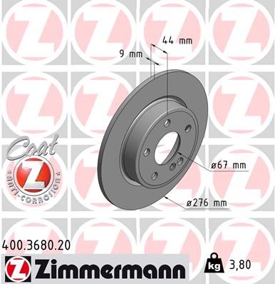 246 423 00 12 ZIMMERMANN BRAKE DISC REAR - 3680