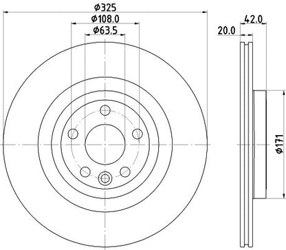 T4A2061 HELLA BRAKE DISC REAR 325mm  #