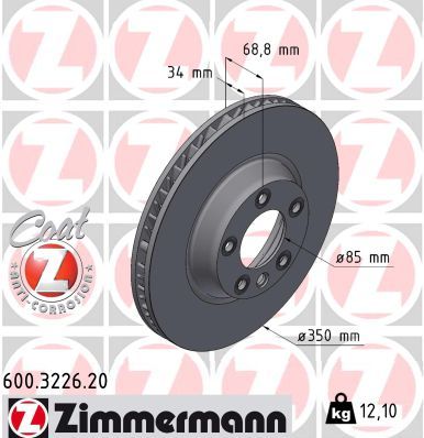 7L8 615 301 ZIMMERMANN BRAKE DISC LHF TOUAREG - 3226