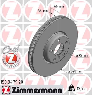 34 11 6 785670 ZIMMERMANN BRAKE DISC RHF 348MM / MIN 34.4 - 3479 #