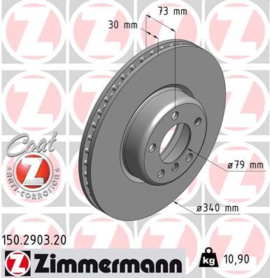 34 11 6 792223 ZIMMERMANN BRAKE DISC FRONT F30 F20 340MM - 2903