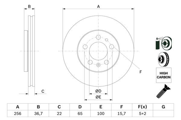 1J0 615 301D BOSCH BRAKE DISC 1.6 A3/GOLF IV - 1233 #