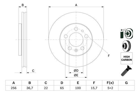 1J0 615 301D BOSCH BRAKE DISC 1.6 A3/GOLF IV - 1233 #