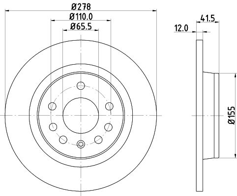 430.1497.20 HELLA BRAKE DISC REAR SOLID SAAB 278mm   1497