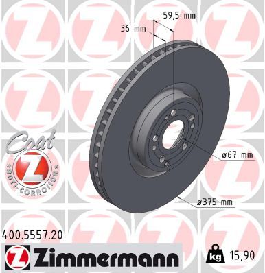 167 421 09 01 ZIMMERMANN BRAKE DISC FRONT GLE/GLS 375MM DRILLED - 5557 #