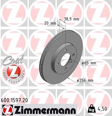 321 615 301D ZIMMERMANN BRAKE DISC FRONT 1597 VENT MK3 VW