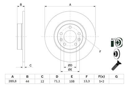 440.3129.20 BOSCH BRAKE DISC REAR 508 PEU - 3129