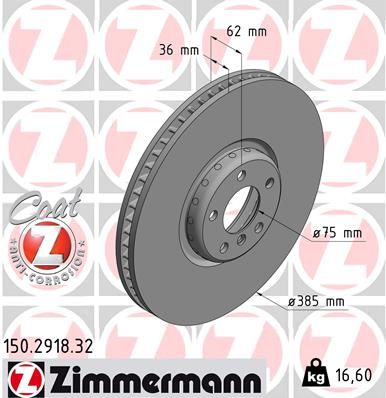 34 11 6 782068 ZIMMERMANN BRAKE DISC RHF X5 F15 - 2918 #