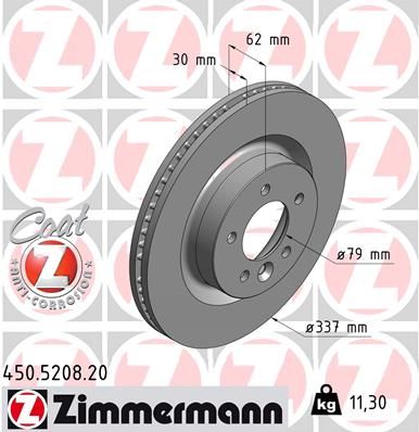 SDB000614 ZIMMERMANN BRAKE DISC FRONT V8 LR DISCO 3  5208