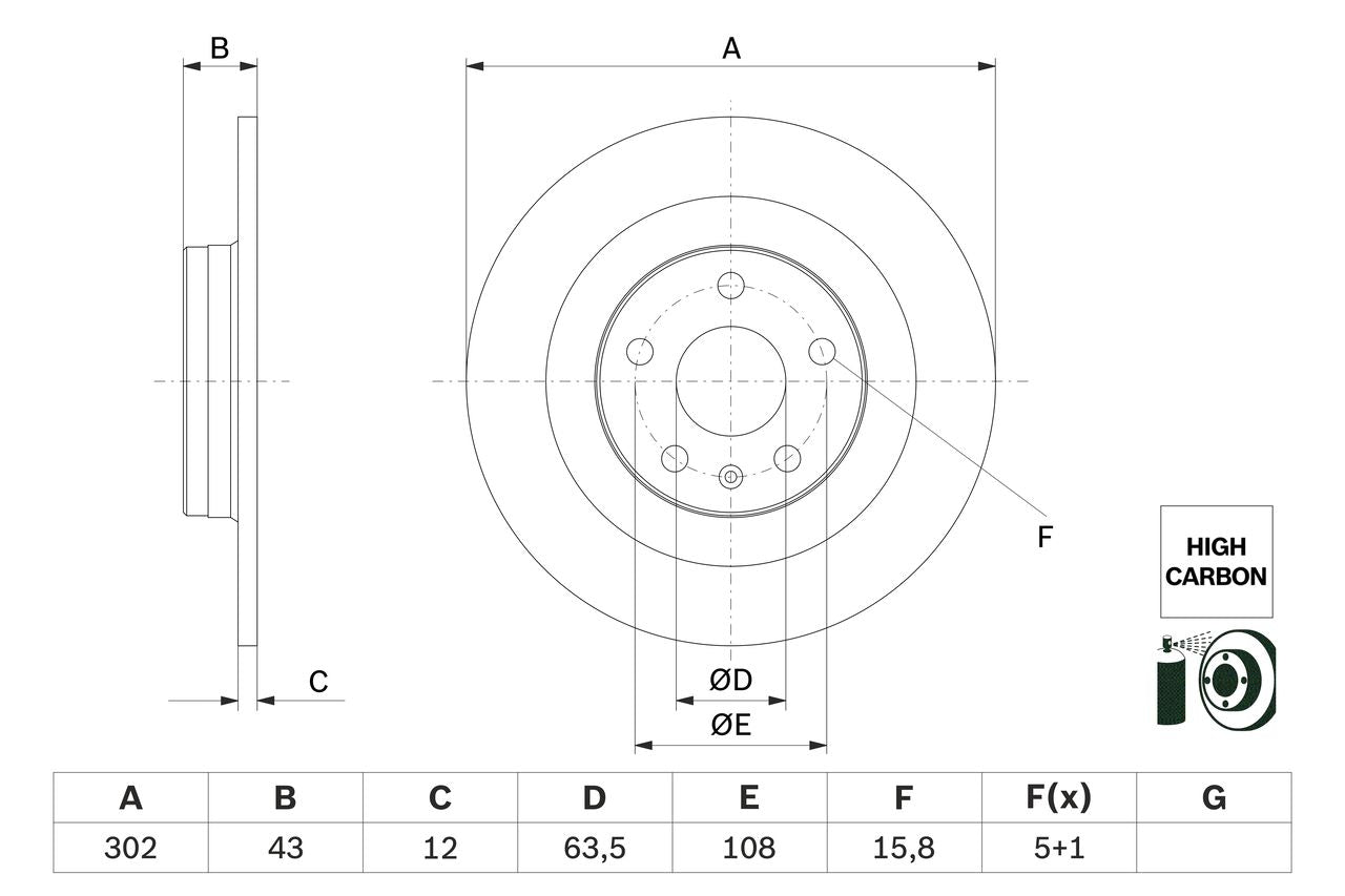 610.3727.20 BRAKE DISC REAR 302mm - 3727