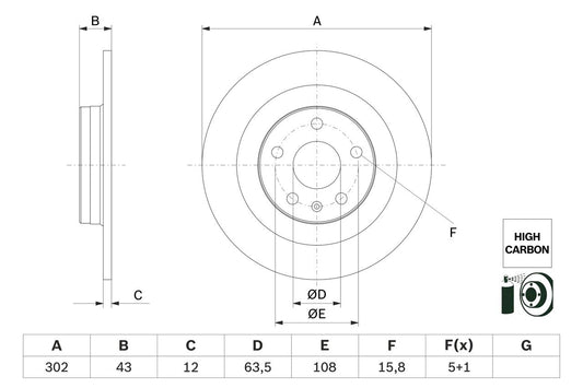 610.3727.20 BRAKE DISC REAR 302mm - 3727