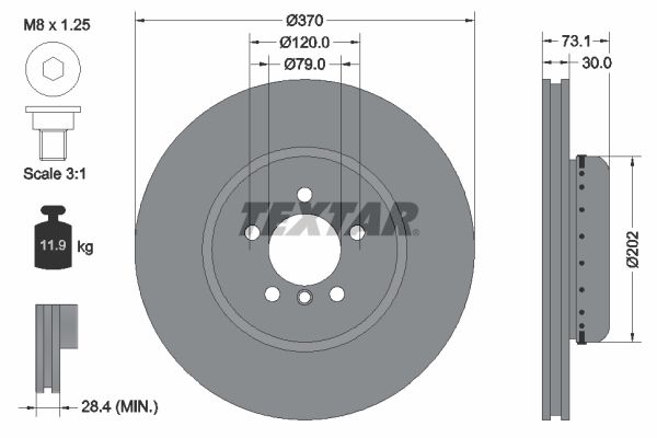 34 10 6 797606 TEXTAR BRAKE DISCS FRONT F30 - 2911