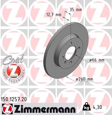 34 11 1 154747 ZIMMERMANN BRAKE DISC FRONT SOLID 318I E30