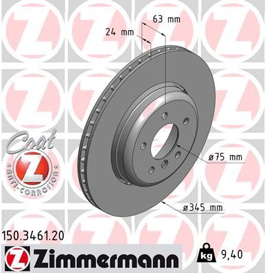 34 21 6 763827 ZIMMERMANN BRAKE DISC REAR  5+6 E60/64