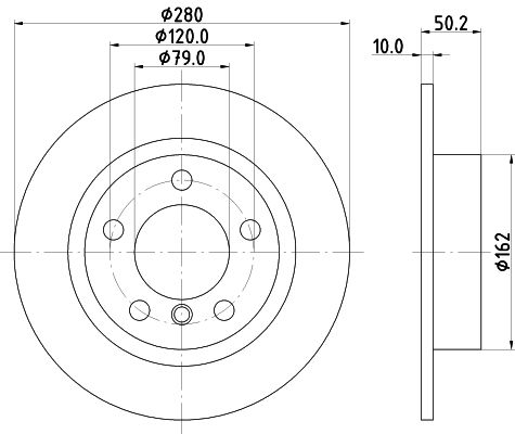 34 20 9 804830 HELLA BRAKE DISC REAR 280mm  MINI R60 - 3487