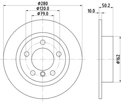 34 20 9 804830 HELLA BRAKE DISC REAR 280mm  MINI R60 - 3487
