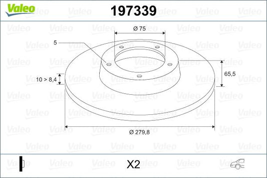 34 21 6 764647 VALEO BRAKE DISC REAR  280MM 1SER E81 E87 3425