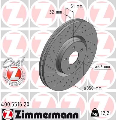 176 421 02 12 ZIMMERMANN BRAKE DISC FRONT A45AMG - 5516*