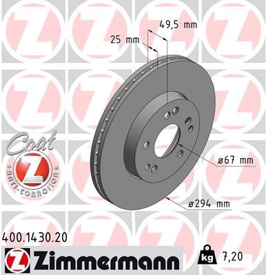 124 421 24 12 ZIMMERMANN BRAKE DISC FRONT  1430