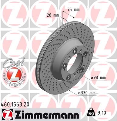 460.1563.20 ZIMMERMANN BRAKE DISC RHR - 1563