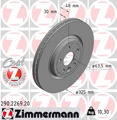 LR090684 ZIMMERMANN BRAKE DISCS RR L560/FPACE X761 - 2269