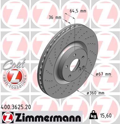 230 421 07 12 ZIMMERMANN BRAKE DISC FRONT AMG55  3625