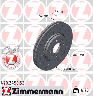 470.2450.20 ZIMMERMANN BRAKE DISC FRONT CAPTUR 4 - 2450