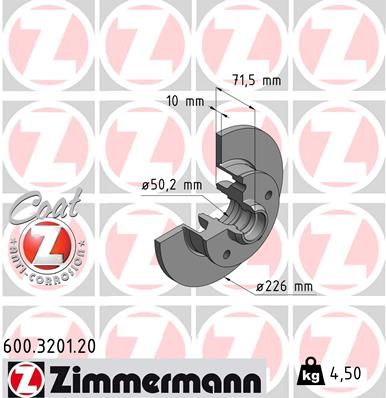 357 615 601B ZIMMERMANN BRAKE DISC REAR  - VR6