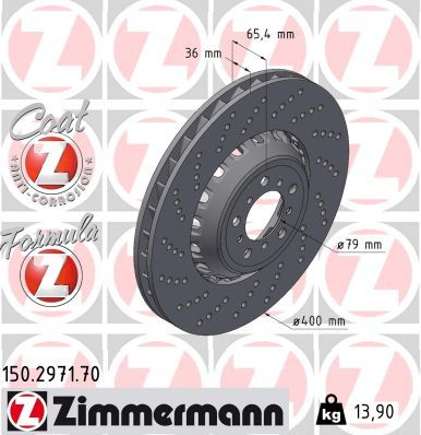 34 11 8 072017 ZIMMERMANN BRAKE DISC VENILATED, PERFORATED LHS 400X36 - 2971 #