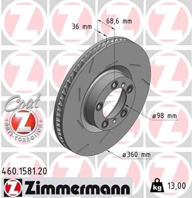 97035140401 ZIMMERMANN BRAKE DISC RHF P.PANAMERA 360mm - 1581