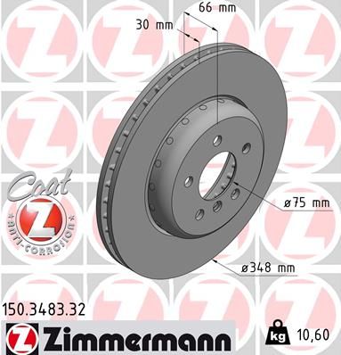 34 11 6 775277 ZIMMERMANN BRAKE DISC FRONT F10 535I - 3483