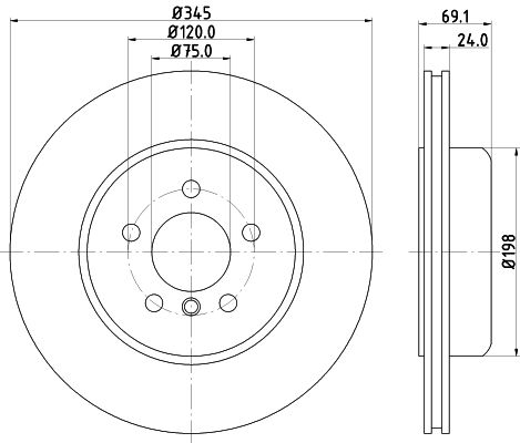 34 21 6 775289 HELLA BRAKE DISC REAR F1 - 7 SERIES 345mm - 3480