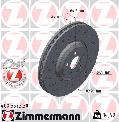 222 420 02 72 BRAKE DISC FRONT 370mm W222 XDRILLED - 5573
