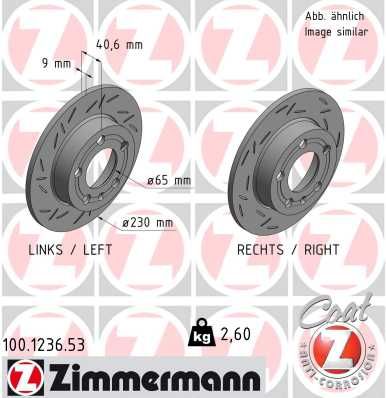 1J0 615 601 ZIMMERMANN BRAKE DISC REAR GOLF 4 - 1236