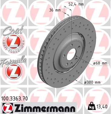 4H0 615 301AA ZIMMERMANN BRAKE DISC SQ5 - 3363 #