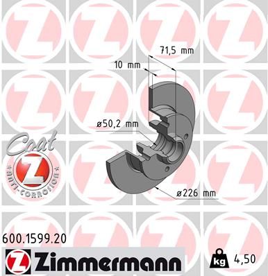 357 615 601 ZIMMERMANN BRAKE DISC REAR  1599 - GOLF 111