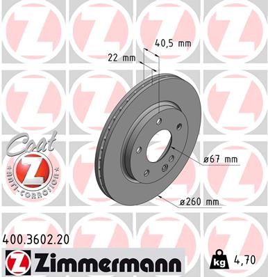 168 421 02 12 ZIMMERMANN FRONT DISC A160 - 3602