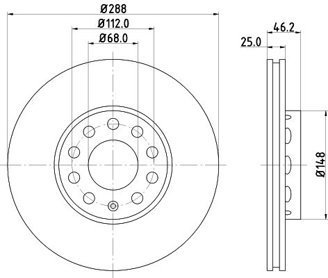4A0 615 301C HELLA BRAKE DISC FRONT - 1216