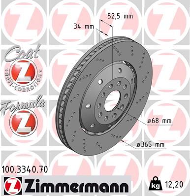 4B3 615 302 ZIMMERMANN BRAKE DISC FRONT RIGHT HAND365MM RS6 3344