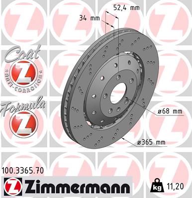 420 615 301A ZIMMERMANN FRONT DISC 365MM RS5/R8/LAMBO 3365