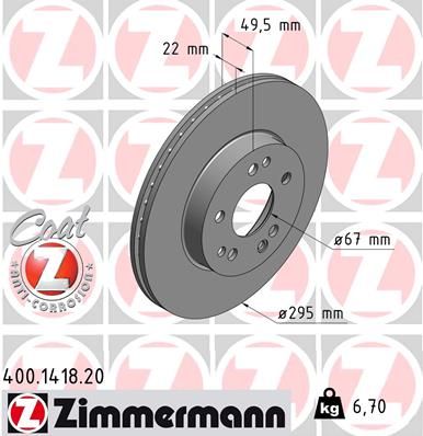 124 421 15 12 ZIMMERMANN FRONT DISC  1418  - 24V